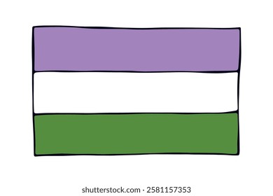 Colorful Genderqueer pride flag Happy pride day LGBTQ community Pride Month Vector hand drawn doodle for posters, stickers, logo, cards