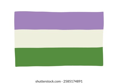 Colorful Genderqueer pride flag Happy pride day LGBTQ community Pride Month Vector hand drawn doodle for posters, stickers, logo, cards