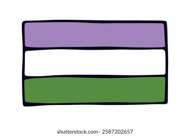 Colorful Genderqueer pride flag Happy pride day LGBTQ community Pride Month Vector hand drawn doodle for posters, stickers, logo, cards