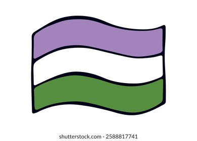 Colorful Genderqueer pride flag Happy pride day LGBTQ community Pride Month Vector hand drawn doodle for posters, stickers, logo, cards