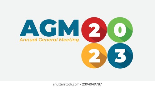 Colorful General annual meeting banner. AGM for 2024 vector illustration with long shadows