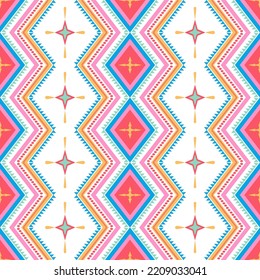 patrón de geo colorido. Patrón colorido brillante tejido sin costura. Patrón geo azteca. Diseño nativo para impresión de tela. Patrón de tela sin foco de estilo geométrico azteca. Marroquí africano. Estilo étnico.
