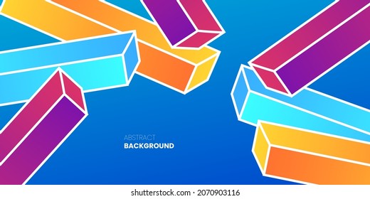 Colorful Geometric 3D Object and Outline Abstract Background Design