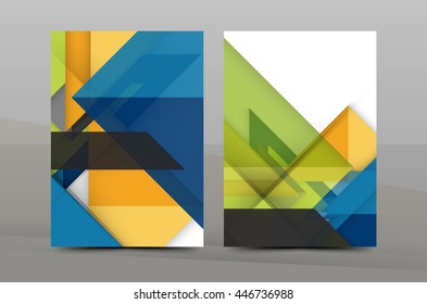 Colorful geometric A4 business print template. Brochure or annual report cover, vector business flyer layout, geometric abstract poster, identity illustration