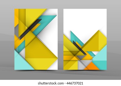 Colorful geometric A4 business print template. Brochure or annual report cover, vector business flyer layout, geometric abstract poster, identity illustration