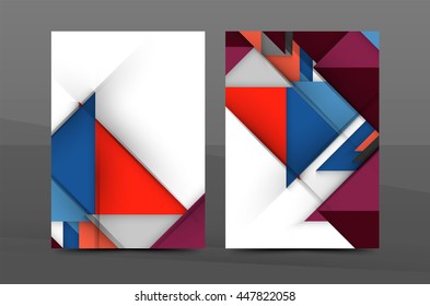 Colorful geometric A4 business print template. Brochure or annual report cover, vector business flyer layout, geometric abstract poster, identity illustration