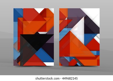 Colorful geometric A4 business print template. Brochure or annual report cover, vector business flyer layout, geometric abstract poster, identity illustration