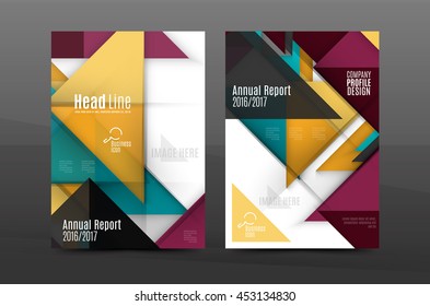 Colorful geometric A4 business print template. Brochure or annual report cover, vector business flyer layout, geometric abstract poster, identity illustration