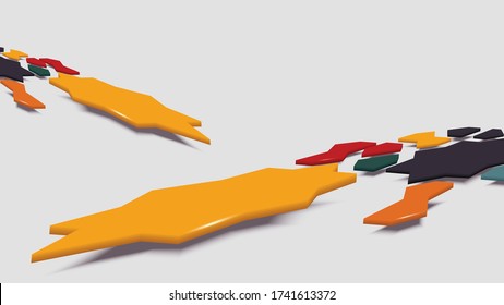 Colorful geometric abstract background, 3d isometric levitating art style can be used in cover or book design, cd cover, poster, flyer, advertising or website backgrounds