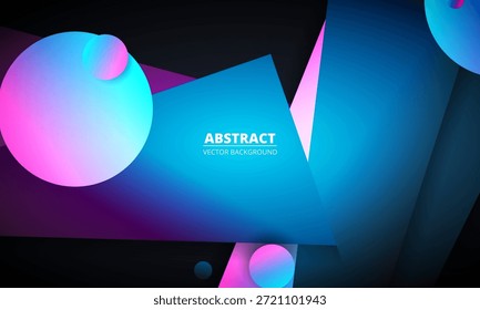 Farbiger geometrischer abstrakter Hintergrund. Blau und rosa Farben Farbverlauf dynamische Formen Zusammensetzung. Vektorgrafik