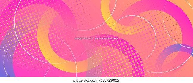 Colorful geometric abstract background overlap layer on bright space with halftone effect decoration. Modern graphic design element circles style concept for banner, flyer, card, cover, or brochure