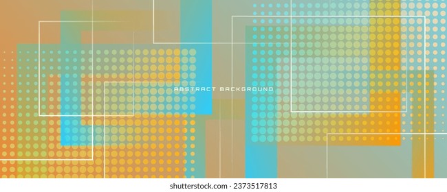 Colorful geometric abstract background overlap layer on bright space with halftone effect decoration. Modern graphic design element squares style concept for banner, flyer, card, cover, or brochure