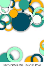 Fondo abstracto geométrico colorido. Sobreponiéndose a círculos y anillos coloridos. Elegancia moderna, fondo de moda brillante. Folleto y plantilla de banner. Ilustración del vector