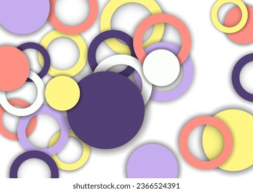 Fondo abstracto geométrico colorido. Sobreponiéndose a círculos y anillos coloridos. Elegancia moderna, fondo de moda brillante. Folleto y plantilla de banner. Ilustración del vector
