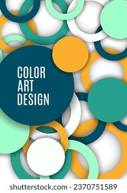 Fondo abstracto geométrico colorido. Sobreponiéndose a círculos y anillos coloridos. Elegancia moderna, fondo de moda brillante. Folleto y plantilla de banner. Ilustración del vector