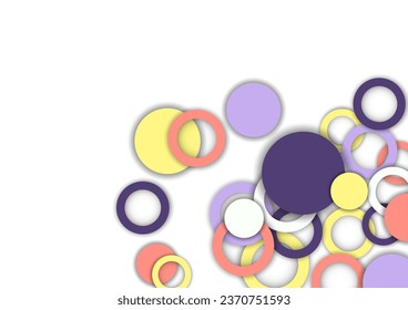 Colorful geometric abstract background. Overlapping colorful circles and rings. Modern elegance, bright fashion background. Brochure and banner template. Vector illustration