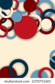 Fondo abstracto geométrico colorido. Sobreponiéndose a círculos y anillos coloridos. Elegancia moderna, fondo de moda brillante. Folleto y plantilla de banner. Ilustración del vector