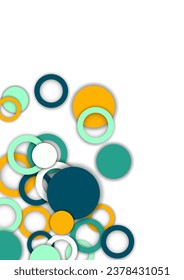 Colorful geometric abstract background. Overlapping colorful circles and rings. Modern elegance, bright fashion background. Brochure and banner template. Vector illustration