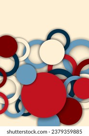 Colorful geometric abstract background. Overlapping colorful circles and rings. Modern elegance, bright fashion background. Brochure and banner template. Vector illustration