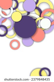 Colorful geometric abstract background. Overlapping colorful circles and rings. Modern elegance, bright fashion background. Brochure and banner template. Vector illustration