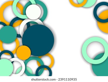 Fondo abstracto geométrico colorido. Sobreponiéndose a círculos y anillos coloridos. Elegancia moderna, fondo de moda brillante. Folleto y plantilla de banner. Ilustración del vector