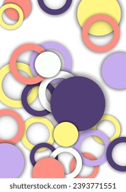 Colorful geometric abstract background. Overlapping colorful circles and rings. Modern elegance, bright fashion background. Brochure and banner template. Vector illustration