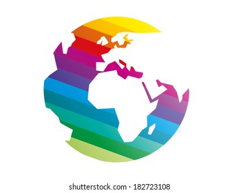 Colorful geometric abstract earth globe sphere vector graphic template concept illustration isolated on light white background
