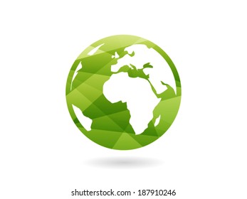 Colorful geometric abstract earth globe sphere vector graphic template concept illustration isolated on light white background