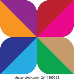 Colorful geometric abstract flower design with vibrant hues and sharp lines.