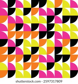 Colorful Geometric Abstract Pattern with Retro Design Elements