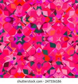 Colorful geometric abstract pattern with variety of shapes and colors in 1970s fashion style. Multicolor vector seamless background.