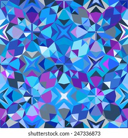Colorful geometric abstract pattern with variety of shapes and colors in 1970s fashion style. Multicolor vector seamless background.