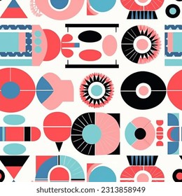 Colorful Geometric Abstract Scandinavian Design Seamless Pattern
