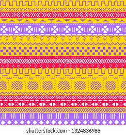 Colorful geometric african tribal seamless pattern, vector