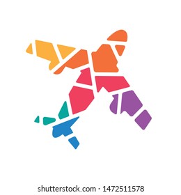 colorful geometric airplane icon- vector illustration