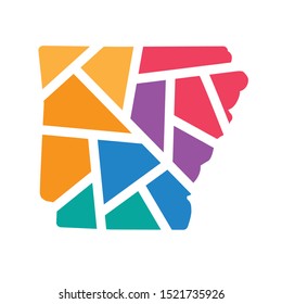 colorful geometric Arkansas map- vector illustration
