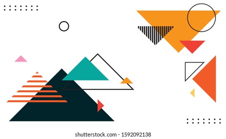 Colorful geometric background. Abstract geometric triangles background. Simple geometric background. Template for poster, backdrop, book cover, brochure, and vector illustration.