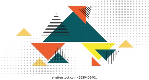Colorful geometric background. Abstract geometric triangles background. Simple geometric background. Template for poster, backdrop, book cover, brochure, and vector illustration.
