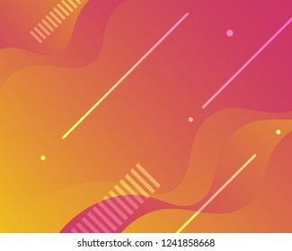 Colorful geometric background. backgroud with gradient color pink and yellow. Curve shapes composition. Eps10 vector.