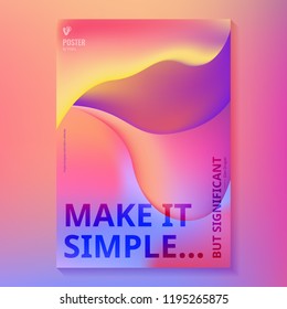 Colorful geometric background with bright fluid shapes for minimal dynamic cover design. Modern abstract gradient shapes composition. Futuristic design. Poster template. Vector illustration