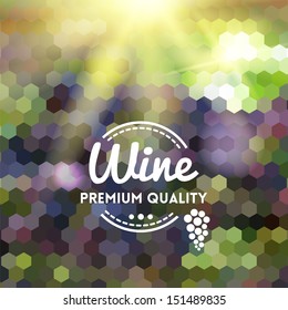 Colorful geometric background card with grape wine premium quality