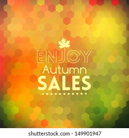 Colorful geometric background card with maple leave enjoy autumn sales