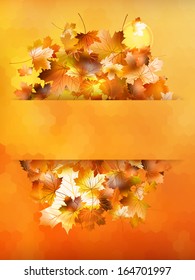 Colorful geometric background card with maple leave enjoy autumn sales. And also includes EPS 10 vector