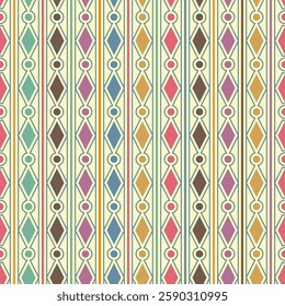 Colorful geometric background. Composition of consecutive repeating elements creates a seamless pattern. Ornament for textiles, textures, prints, wallpapers, clothes