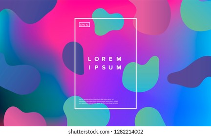 Colorful geometric background with composition of geometric and fluid shapes in neon trendy pastel colors: electric pink, UFO green, reflex blue.