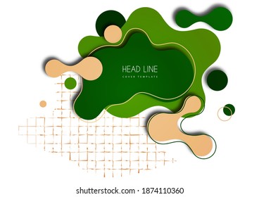 Colorful geometric background design. Composition of flowing shapes with trendy colors. Design for poster, page, flyer, cover. Vector illustration