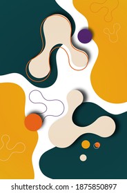 Colorful geometric background design. Composition of flowing shapes with trendy colors. Design for poster, page, flyer, cover. Vector illustration