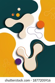 Colorful geometric background design. Composition of flowing shapes with trendy colors. Design for poster, page, flyer, cover. Vector illustration