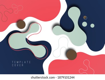 Diseño de fondo geométrico colorido. Composición de formas fluidas con colores de moda. Diseño para afiches, páginas, volantes, portada. Ilustración del vector