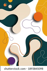 Colorful geometric background design. Composition of flowing shapes with trendy colors. Design for poster, page, flyer, cover. Vector illustration